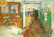 Carl Larsson karin laser-karin lasande-karin med rod schal France oil painting artist